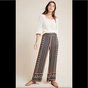 Farm Rio for Anthropologie Sz L Satin Wide-LegPants